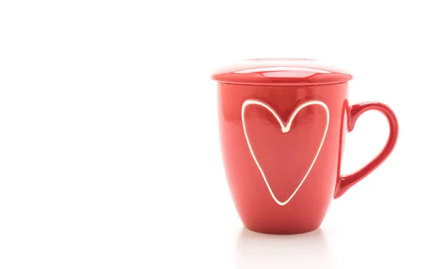 Mug merah pada latar belakang putih — Stok Foto