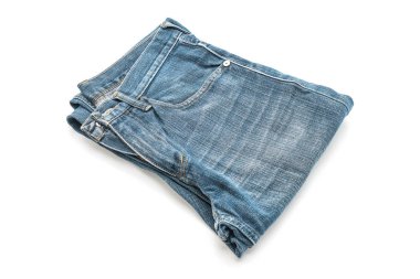 Beyaz arka plan üzerinde katlanmış kot