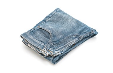 Beyaz arka plan üzerinde katlanmış kot