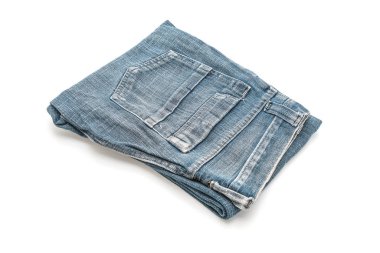 Beyaz arka plan üzerinde katlanmış kot