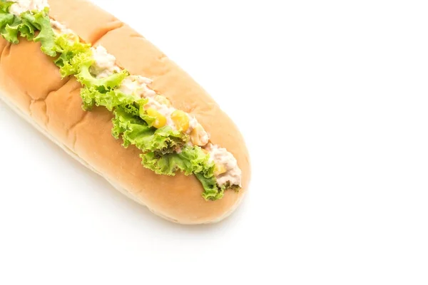 Tonijn veldsla hotdog — Stockfoto