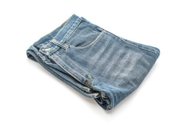 Beyaz arka plan üzerinde katlanmış kot