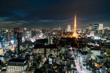 Tokyo şehir manzarası alacakaranlıkta