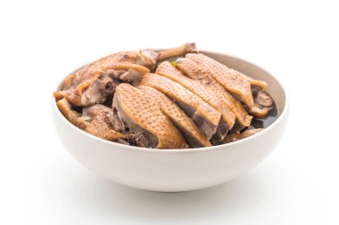 beyaz üzerine pot demlenmiş ördek