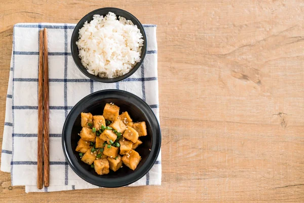 Fried Tofu in a bowl with sesame — Stock Photo, Image