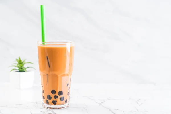 Thai Milchtee mit Blase — Stockfoto