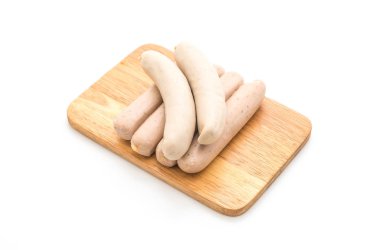 Beyaz arka plan üzerinde domuz sucuğu sosis