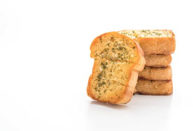 beyaz zemin üzerine sarımsaklı ekmek