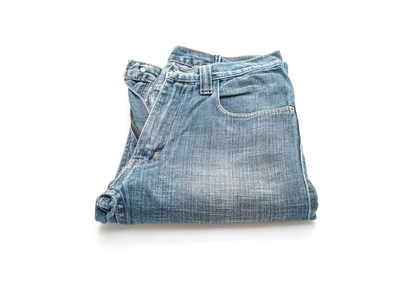 Jeans gevouwen op witte achtergrond — Stockfoto