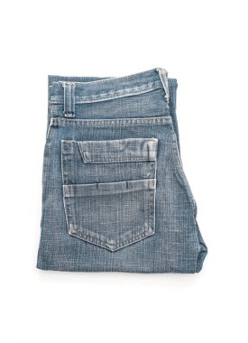 Beyaz arka plan üzerinde katlanmış kot