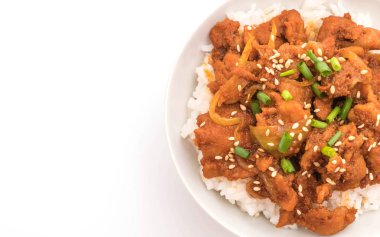 Kızarmış domuz üst pirinç baharatlı Kore soslu (bulgogi)