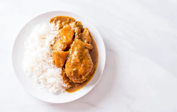 Huhn-Massaman-Currypaste mit Reis — Stockfoto