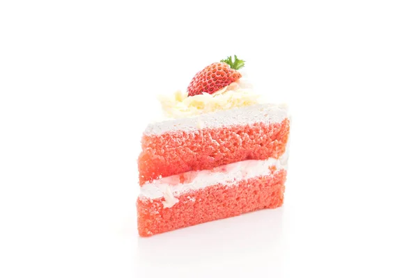 Gâteau aux fraises sur fond blanc — Photo