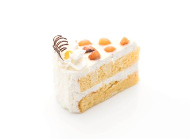 Macadamia pasta beyaz arka plan üzerinde