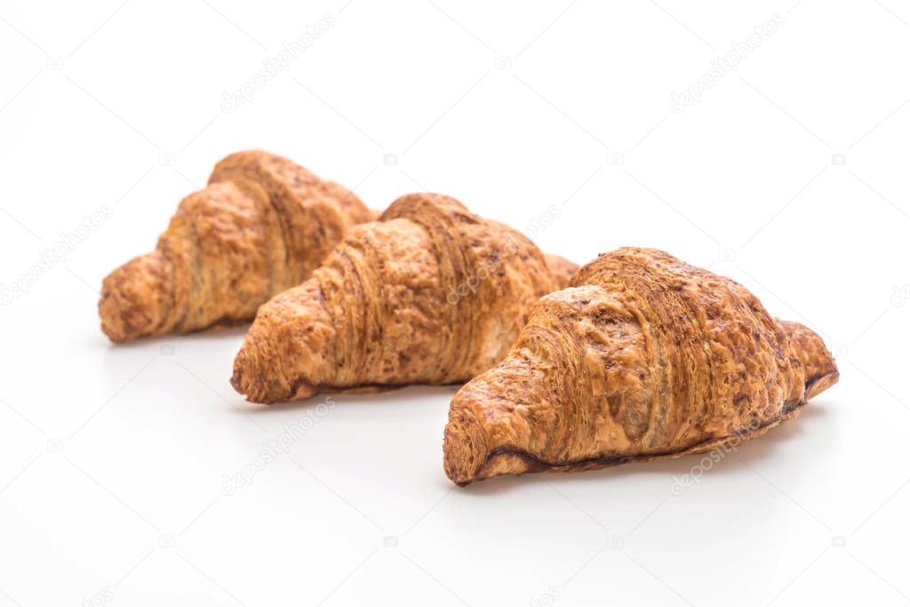 wholewheat croissant on white background