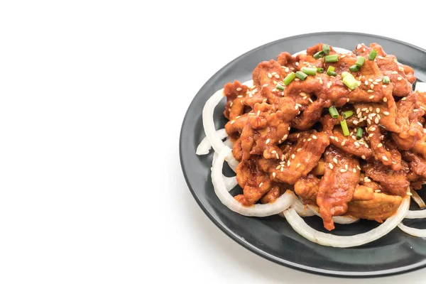 Gebratenes Schweinefleisch mit würziger koreanischer Sauce (bulgogi)) — Stockfoto