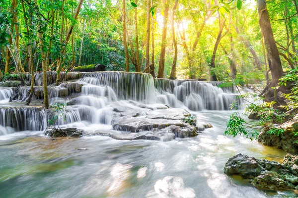 Huay Mae Kamin Waterfall at Kanchanaburi in Thailand — Stock Photo, Image