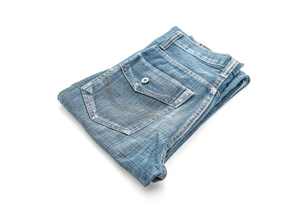 Jeans foldet på hvid baggrund - Stock-foto