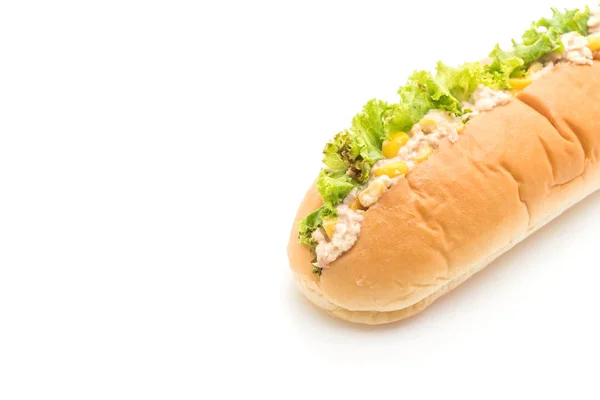 Tuna corn salad hotdog — Stock Photo, Image