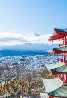 Mt. Fuji Chureito Pagoda Güz, Fujiyoshida ile.