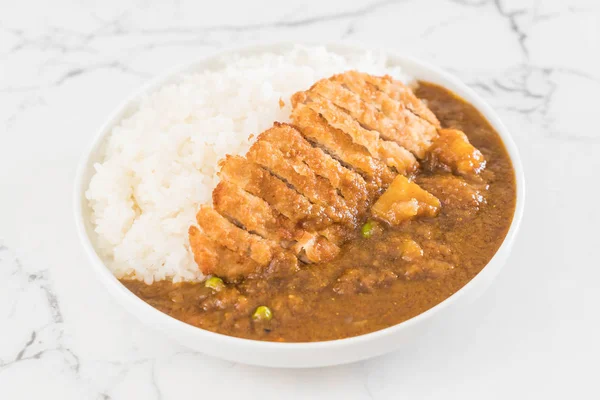 Fried cutlet pork with curry on rice — Stock Photo, Image