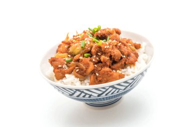 Kızarmış domuz üst pirinç baharatlı Kore soslu (bulgogi)