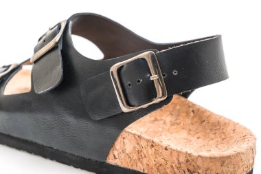 Erkek deri sandalet beyaz arka plan üzerinde