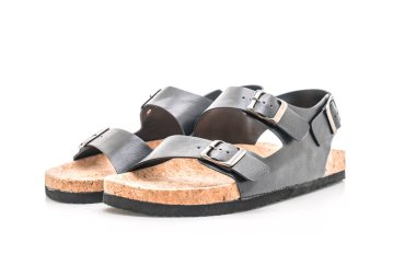 Erkek deri sandalet beyaz arka plan üzerinde