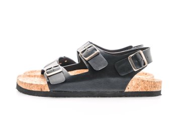 Erkek deri sandalet beyaz arka plan üzerinde