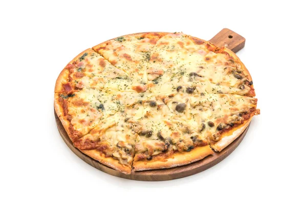 Spinat und Pilzpizza — Stockfoto