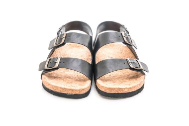 Erkek deri sandalet beyaz arka plan üzerinde