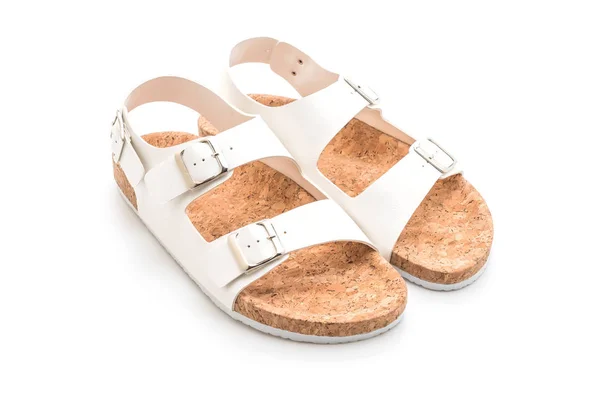 Sandálias de couro unissex no fundo branco — Fotografia de Stock