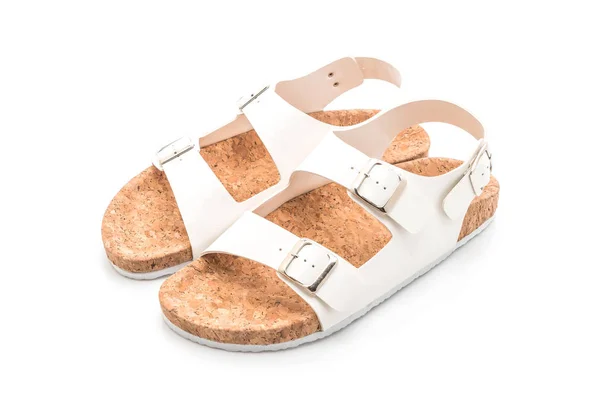 Unisex kožená sandály na bílém pozadí — Stock fotografie