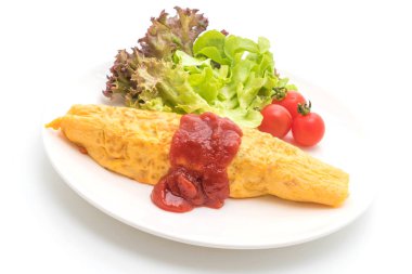 Bir omlet kaydırma aromalı Fried Rice