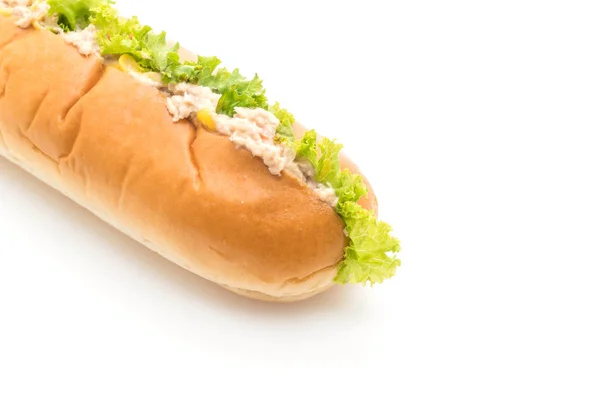 Tonijn veldsla hotdog — Stockfoto