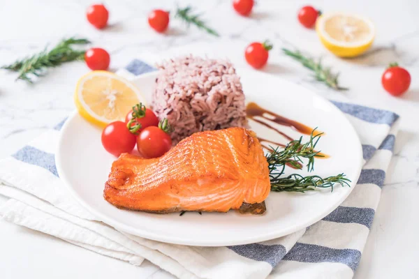 Salmon Steak with Berry Rice
