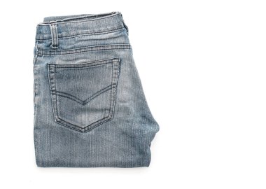 Beyaz arka plan üzerinde katlanmış kot