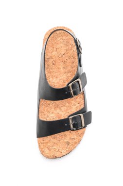 Erkek deri sandalet beyaz arka plan üzerinde