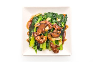 Sarımsaklı istiridye soslu kızarmış Hong Kong Kale heyecan