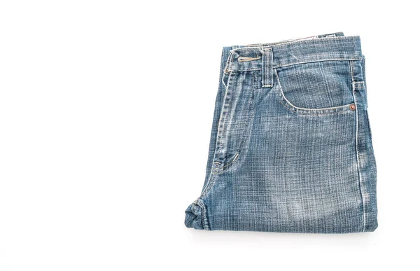 Jeans folded on white background — Stock Photo, Image