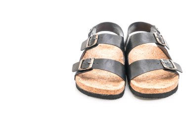 Erkek deri sandalet beyaz arka plan üzerinde