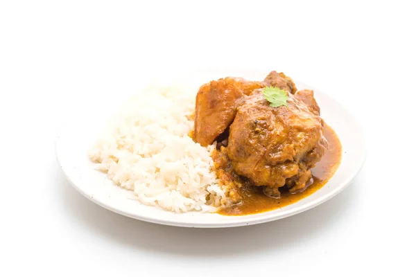 Huhn-Massaman-Currypaste mit Reis — Stockfoto