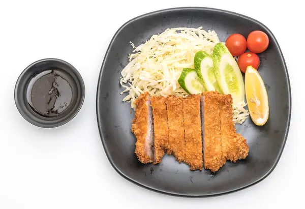 Chuleta de cerdo frita japonesa (conjunto tonkatsu ) —  Fotos de Stock