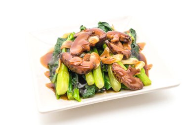 Sarımsaklı istiridye soslu kızarmış Hong Kong Kale heyecan