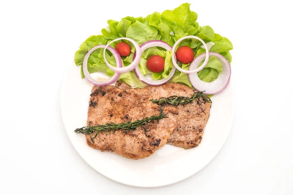 Steak babi panggang dengan sayuran — Stok Foto