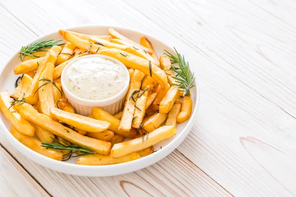 French fries with sauce — Stock Photo, Image