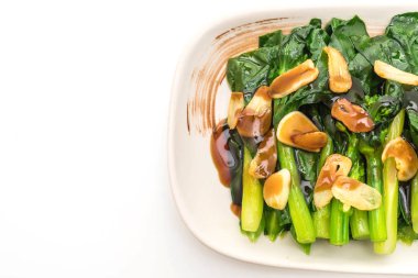 Sarımsaklı istiridye soslu kızarmış Hong Kong Kale heyecan