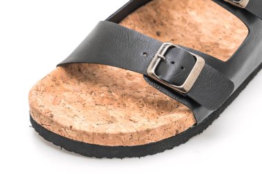 Erkek deri sandalet beyaz arka plan üzerinde