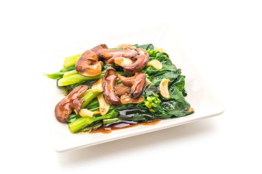 Sarımsaklı istiridye soslu kızarmış Hong Kong Kale heyecan
