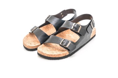 Erkek deri sandalet beyaz arka plan üzerinde